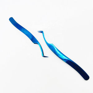 Pinzas de extensión de pestañas recubiertas de azul de Plasma suave de 10mm de alta calidad, logotipo personalizado, Etiqueta Privada, precios al por mayor sostenibles - Product Image 1