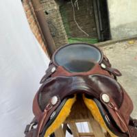 Ensemble de selle western en cuir véritable de qualité supérieure, décoré |   Ensemble de matériel en acier inoxydable façonné à la main, sans clous, pour l'équitation