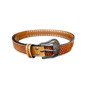 Cinturón de Cuero Formal Exclusivo Unisex, Clásico, Vintage, Occidental, con Herramientas Hechas a Mano, Doble Tira de Cuero, Tachuelas, Cuero Vacuno Genuino Importado - Product Image 1