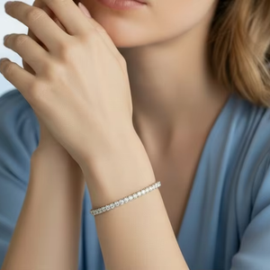 Pulsera de Tenis de Oro de 14K con Diamantes Redondos Naturales |   Diamante de Corte Brillante de 7.08 Quilates - Product Image 5