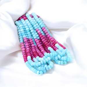 Pink Sky <b>Blue</b> Shaded Candy <b>Opal</b> Smooth Rondelle Beads 7mm to 10mm Loose Gemstone Strand for Jewelry Making Wholesale India - Product Image 6