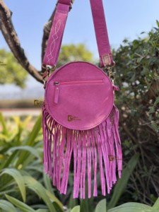 Bolso de mano de ante estilo vaquero con flecos redondos, diseño de última moda, color rosa, estilo bohemio para mujer, ¡gran oferta! - Product Image 3