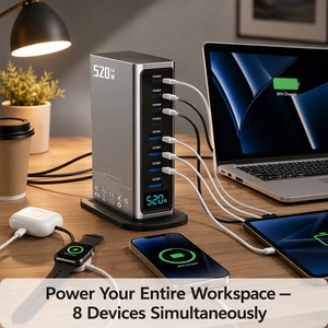 ที่ชาร์จเร็วแบบตั้งโต๊ะ GaN 520W 4 พอร์ต USB-C PD 3.0 100W สำหรับโทรศัพท์มือถือ - Product Image 6