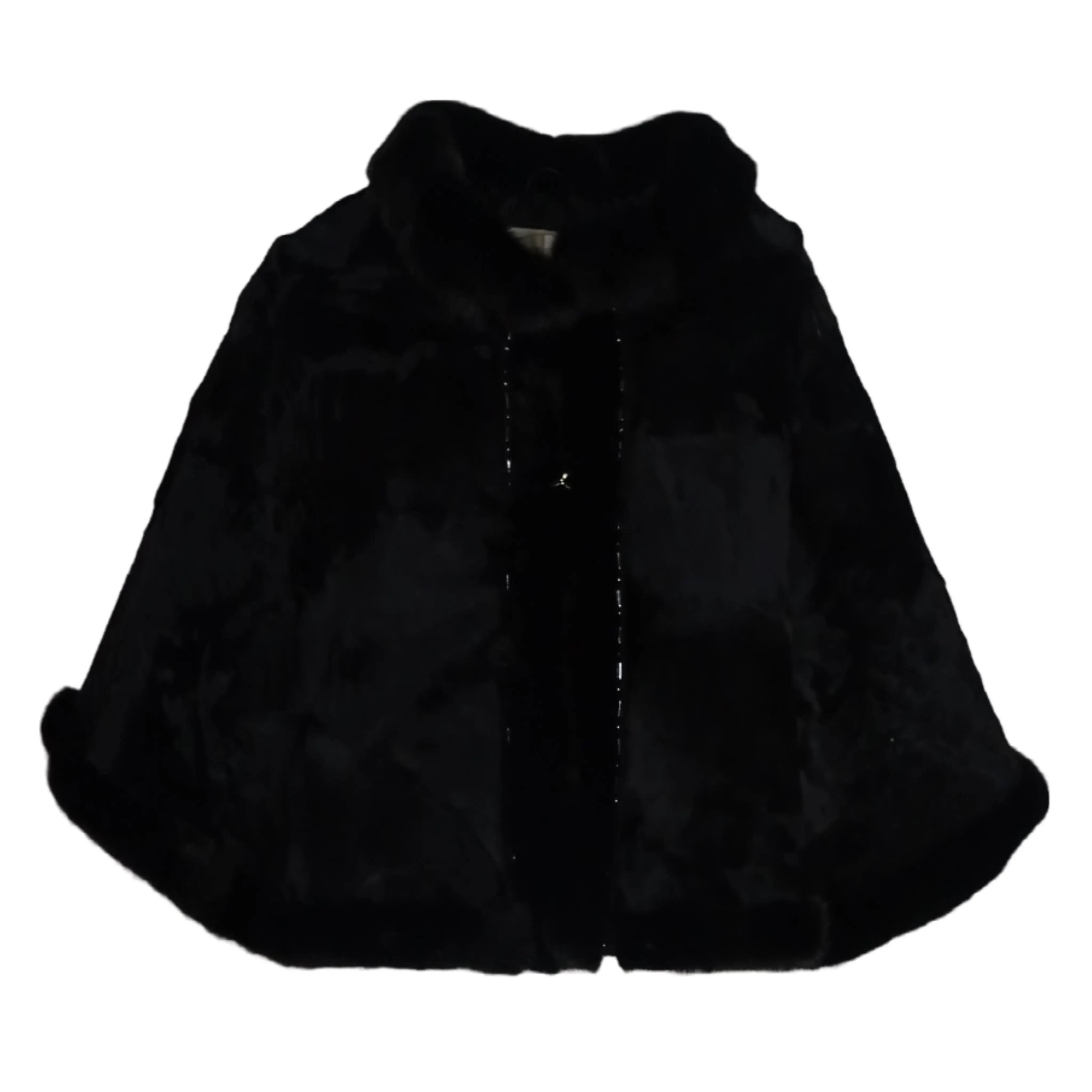 Capa broadtail preta elegante com marta e fita alfaiataria Made in Italy Itália Nova coleção