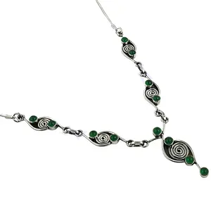 Collar de Plata 925 con Coral y Cuarzo Verde para Mujer, Joyería de Moda - Product Image 2