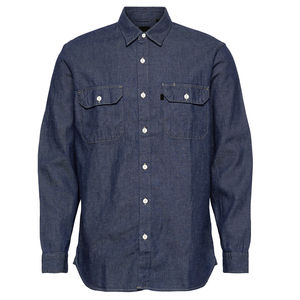 Chemise en jean à boutons couverts, respirante, à manches longues, couleur unie, teinte unie, durable, confortable, chemise en jean décontractée, OEM - Product Image 1