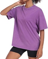 T-shirt vintage surdimensionné à épaules tombantes en coton 100% lourd, lavage à l'acide, coupe ample et allongée, t-shirts pour femmes grandes tailles