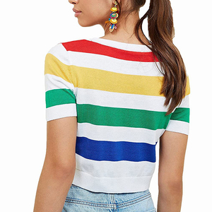 Cuello redondo para mujer, moda de verano, manga corta, nuevo diseño, logotipo personalizado, etiqueta privada de alta calidad, personalizada para mujer - Product Image 5