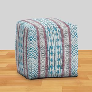 Nouvelle arrivée 2024 Poufs de créateurs Poufs carrés Motifs du Maroc Poufs brodés imprimés à la main pour la maison et le balcon - Product Image 2