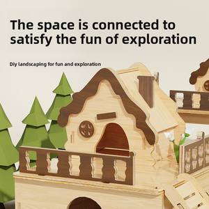 Maisonnette en bois écologique <span class=keywords><strong>pour</strong></span> hamster – Conception solide, nid douillet avec fenêtre de surveillance <span class=keywords><strong>pour</strong></span> petits animaux – Utilisation intérieure et extérieure - Product Image 2