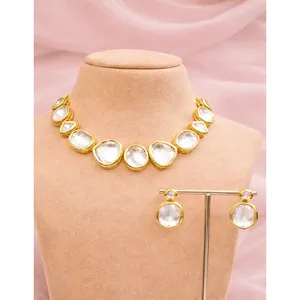 Ensemble de collier Kundan Regal Dreams, bijoux de mariée vintage de luxe plaqués or, cuivre serti de rubis, pour cadeau de mariage - Product Image 2