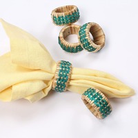 Anneau de serviette en rotin fait à la main, rustique, écologique, décoration de table élégante, porte-serviettes en fibre naturelle pour mariage, dîner, événement, fête