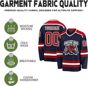 2025 diseño personalizado de secado rápido para hombres de manga larga conjunto de Jersey de hockey sobre hielo transpirable sublimado Teamwear OEM estilo del fabricante - Product Image 3