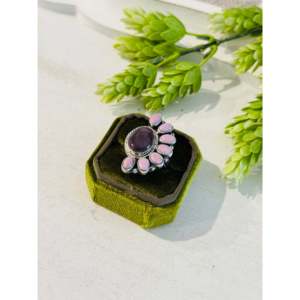 Southwest-inspired <b>Boho</b> Romantic Multistone & Sterling <b>Silver</b> <b>Ring</b> Agate Bezel Set Vermeil Plating Everyday Wear Fine Jewelry - Product Image 3