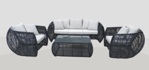 PRSF-010 moderne poly rotin extérieur canapé ensemble cadre en aluminium tissu en osier Design élégant pour jardin extérieur salon - Product Image 6