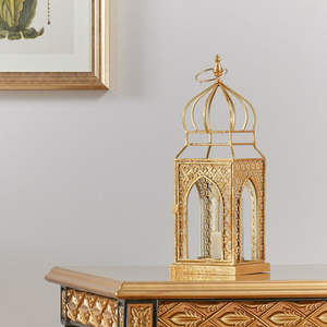 2026 Ramadan Decorations Lights Metal <b>Moroccan</b> <b>Lantern</b> with Unique Metal Crown Top Eid Decorative Floor <b>Lanterns</b> - Product Image 3