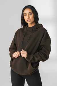 Sudadera con capucha de gran tamaño para hombre con logotipo personalizado impreso sólido malva polar 100% algodón mangas completas y chaqueta de invierno con capucha - Product Image 6