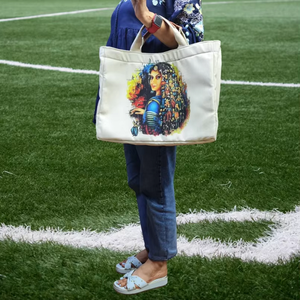 Elegante bolso de lona con diseño artístico artesanal perfecto para recados ecológicos y aventuras de Fin de Semana de la India - Product Image 1