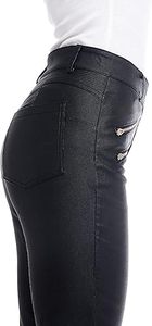 Leggings pour femmes en faux cuir personnalisés, jeggings extensibles avec poches, fabricant de tailles régulières et plus, fournisseurs d'usine - Product Image 2