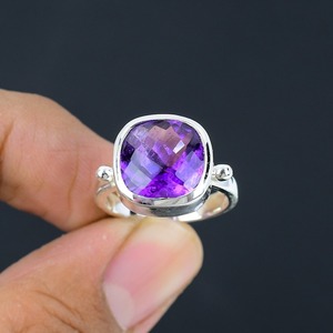 Classical <b>Ring</b> Jewelry For Women Silver Boho Style Jewelry 925 Sterling Silver <b>Amethyst</b> Gemstone Handmade <b>Ring</b> Gift For Wife - Product Image 4