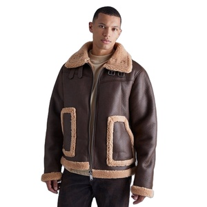 Vestes en cuir à col Sherpa zippé d'hiver de haute qualité OEM/Vente en gros d'usine de nouvelle arrivée Vestes Sherpa personnalisées pour hommes - Product Image 1