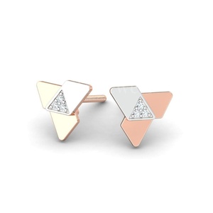 Boucles d'oreilles diamant losange futuriste en or de luxe Bijoux géométriques modernes Inde Moissanite Diamants naturels de laboratoire exclusifs - Product Image 4