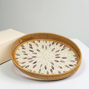 Plateau décoratif en nacre vietnamienne, prix d'usine, fait main, écologique, plateau de service de luxe pour café, restaurant - Product Image 3