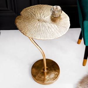 latest Design Trending Top Selling Aluminium Casting Antique <b>Gold</b> Side <b>Tables</b> for Home Decorations Aluminium Lotus Top Side - Product Image 5