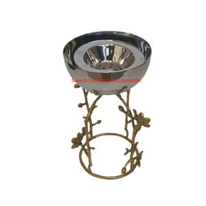 Creative <b>Silver</b> Plated Pedestal Bakhoor <b>Burner</b> With Floral Design Elegant Centerpiece Incense Holder For Home Decor & Gifting - Product Image 2