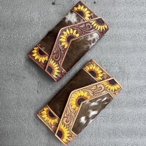 กระเป๋าคลัทช์หนังลายดอกทานตะวันสำหรับผู้หญิงกระเป๋าคลัทช์หนังแกะลายเครื่องมือมีสีดีไซน์ใหม่ - Product Image 4