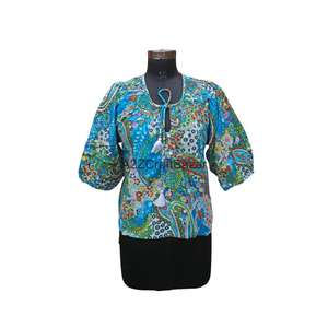 100% Pure Cotton Summer Daily Casual <b>Dress</b> V-Neck Mini Short Sleeve Handmade Button Dry Cleaning Floral Print <b>Fitted</b> Natural - Product Image 6