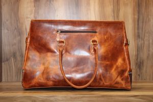 Western Leather Duffel Genuine Leather Duffel Aztec Southwest Weekender Duffle Weekender Travel Duffel - Product Image 3