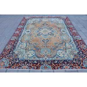 Alfombra Turca de 9.6x11.9 pies, Alfombra Vintage Extra Grande, Alfombra de Lana Azul y Roja de Estilo Suroeste - Product Image 1