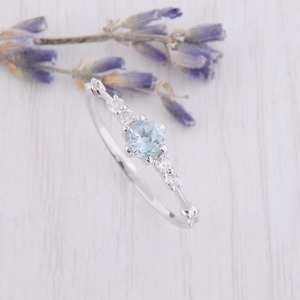 แหวนพลอยบุษราคัมสีฟ้าเงินสเตอร์ลิงเครื่องประดับทำด้วยมือเงินสไตล์ Boho สำหรับเป็นของขวัญสำหรับผู้หญิง - Product Image 4