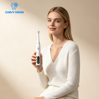 CURVY MOON Polisseur de dents électrique avec 6 têtes interchangeables, outil de nettoyage pour éliminer la plaque dentaire et le tartre, blanchiment des dents