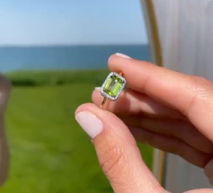 925 Sterling <b>Silver</b> Gold Plated Vintage Green Peridot Engagement <b>Ring</b> Handmade Bezel Setting <b>Emerald</b> Cut Gemstone Direct Seller - Product Image 1
