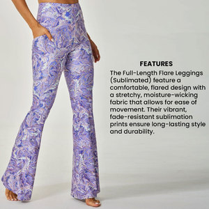 Custom Sublimated womens Flare leggings with logo options breathable stretch <b>material</b> OEM design for bulk sportswear and gymwear - Product Image 6