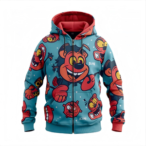 เสื้อสเวตเตอร์ผ้าฝ้ายมีฮู้ดสำหรับเด็กมีซิปรูดซิปมีตัวเลือกโลโก้ตามต้องการ - Product Image 1