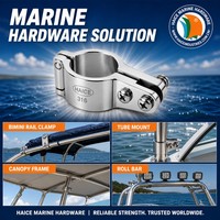 Rail de montage pour auvent bimini en acier inoxydable 316, à mâchoires articulées, glissière pour tube de 50 mm, accessoires de quincaillerie pour yacht et bateau