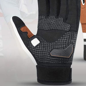 Gants de moto en cuir professionnels à doigts entiers avec écran tactile, design imperméable pour les jointures, respirants, unisexes, fermeture à boucle et crochet - Product Image 4
