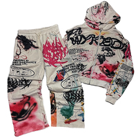 Ensemble survêtement décontracté pour homme, respirant, coupe oversize, avec sweat à capuche et pantalon de jogging, surpiqûres contrastées, en coton uni