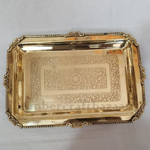 Super High Quality Gold Plated Metal Tray Excellent Decorative <b>Mirror</b> Serving Dish for Hotel Home Made Acrylic <b>Bamboo</b> Marble - Product Image 2