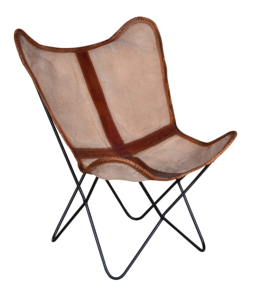 Fauteuil papillon moderne en cuir, design capitonné, cuir véritable, cadre en fer, durable, écologique, pour la maison, le bureau, le salon, luxe - Product Image 2