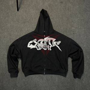 Sweat-shirts à capuche zippés pour hommes, hiver, avec strass, 100% coton, respirants, écologiques, manches longues, service OEM personnalisé - Product Image 4