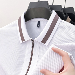 OEM Customized Logo Design <b>Men's</b> Polo Cotton <b>T</b>-<b>Shirt</b> Breathable Short-Sleeved Business Lapel Solid Color Plus Size - Product Image 2