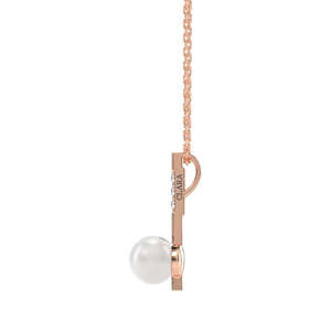 Collar con Colgante de Rosa Geométrica con Perla - CLARA, Plata de Ley 925, Bañado en Oro Rosa y Rodio, con Circonita Suiza, Regalo para Mujer - Product Image 3