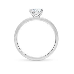 Bague de mariage et de fiançailles en or blanc massif 10 carats avec diamant cultivé en laboratoire coupe ovale avec cadeau plaqué or - Product Image 3