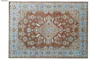 พรมขนสัตว์ถักมือสีทองแดง/สีฟ้าอ่อนคุณภาพดีที่สุดสำหรับห้องนั่งเล่นกำหนดขนาดได้เอง - Product Image 4