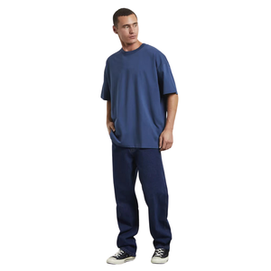 Diseño personalizado de los hombres 100% de algodón de gran tamaño Drop Shoulder T-Shirt Diseño impreso Loose Fit Heavyweight Knitted Street Tee - Product Image 4