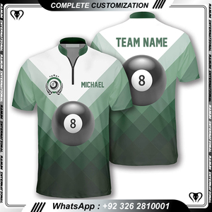 Personalizado para hombre jersey de billar de manga corta para hombre quater zip sublimación impresión Ropa Camisetas - Product Image 2